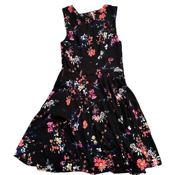 EXPRESS Fit & Flare Black Floral Print Dress Size 4 - Picture 2 of 9